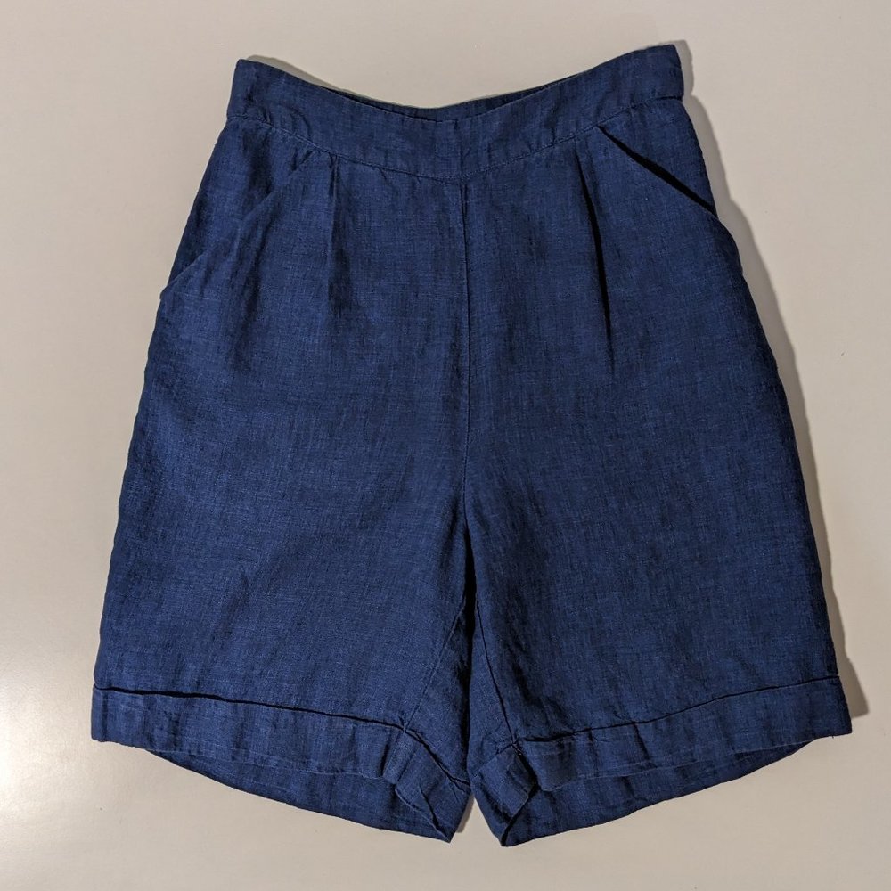 ELK 100% Linen Shorts, Blue